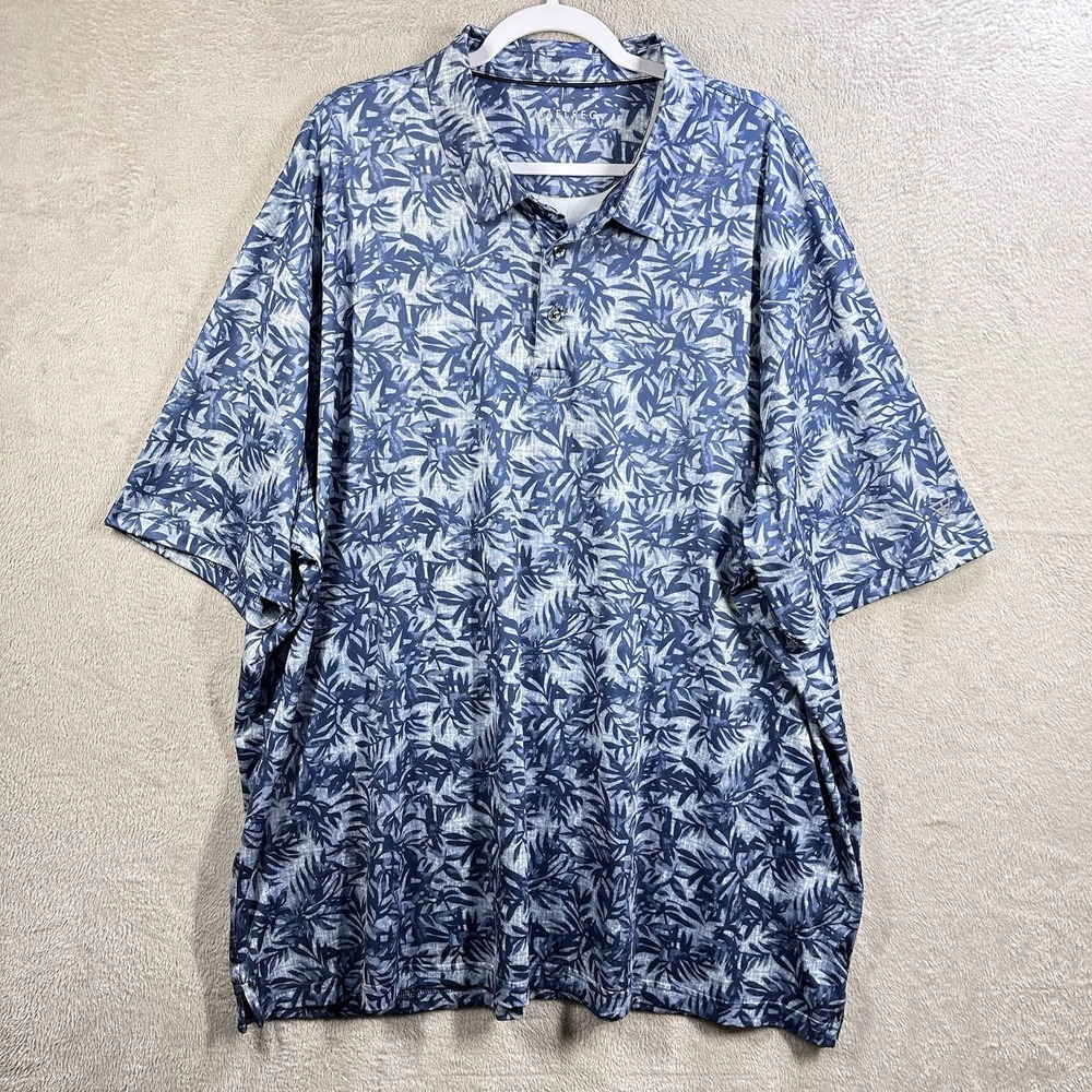 Maelreg Golf Shirt Mens 4XL Blue Tropical Short Sleeve Performance Polo Stretch